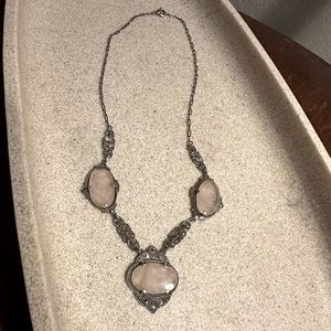 Sterling and Rose Quartz Antique Choker